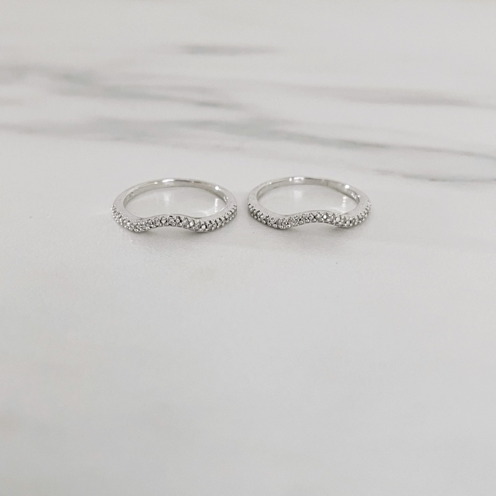 Curved Pavé Stackable Ring in Silver